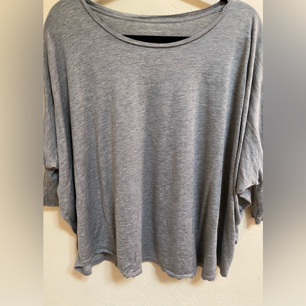Gray Eileen Fisher loose T dolman sleeves - small